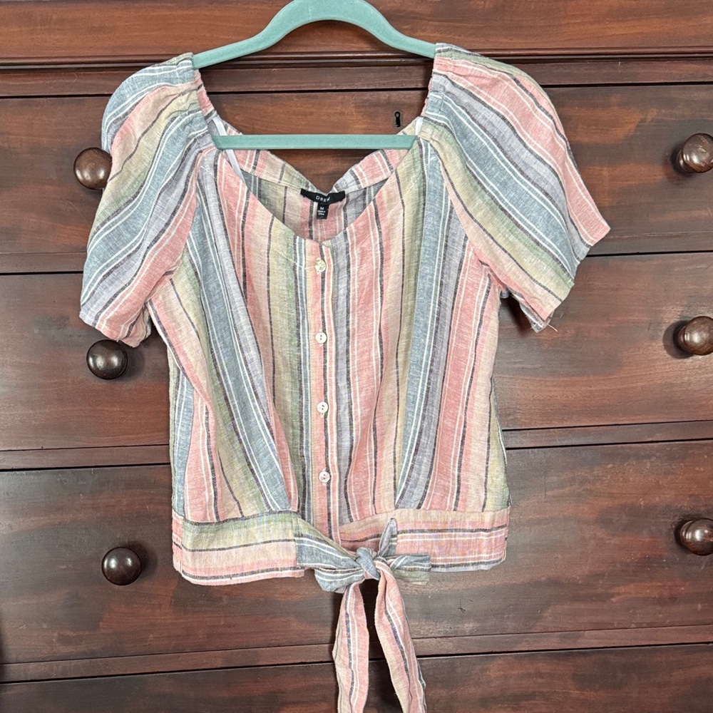 DREW Multicolor Striped Button-Down Blouse